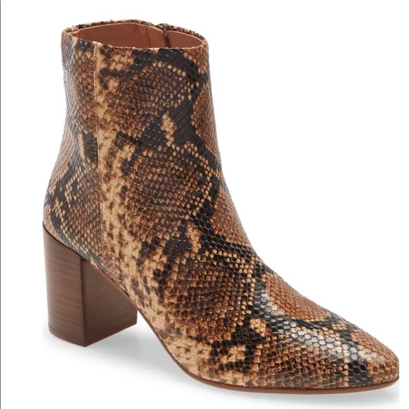 Madewell The Fiona Bootie in Wood Ash Multi Snake Embossed Leather Size 6 - Picture 3 of 8